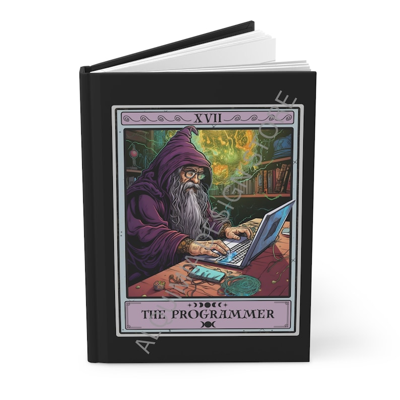 Programmer Notebook, The Programmer Tarot Card Journal, Software Engineer 6" x 8" Notebook Coder Journal Notebook Hardcover Notebook