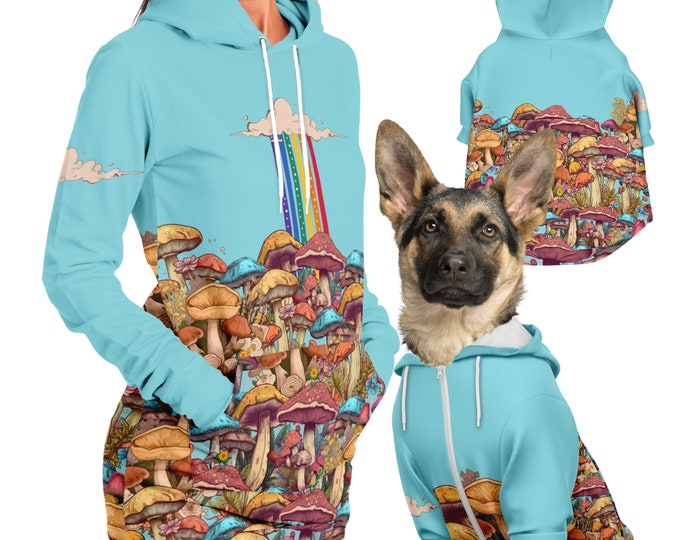 Dog Owner Matching Hoodie High Quality Mushroom Woman Dog Owner Matching Set Big Large Dog Sweatshirt Small Dog Clothes Pet Matching Outfit
