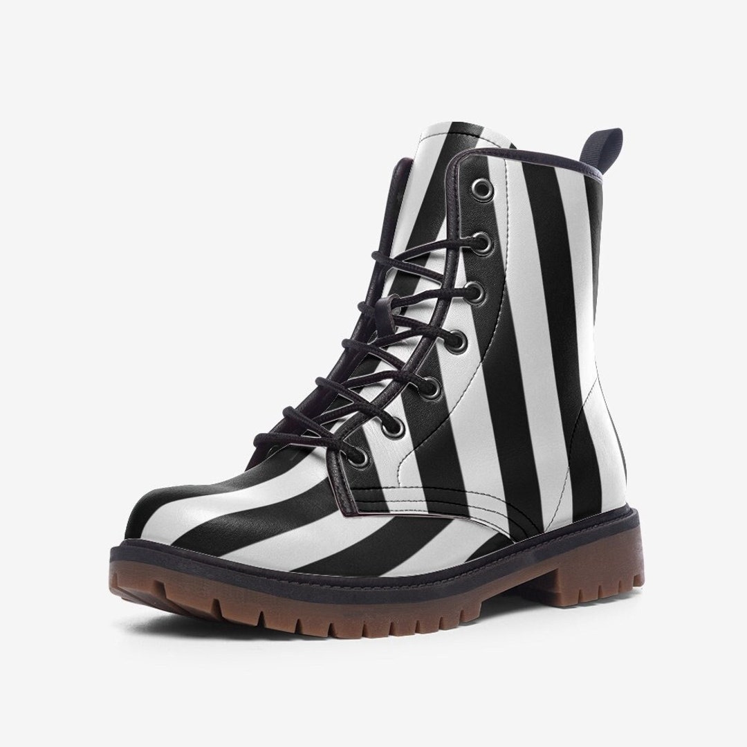 Black combat boots white laces outlet