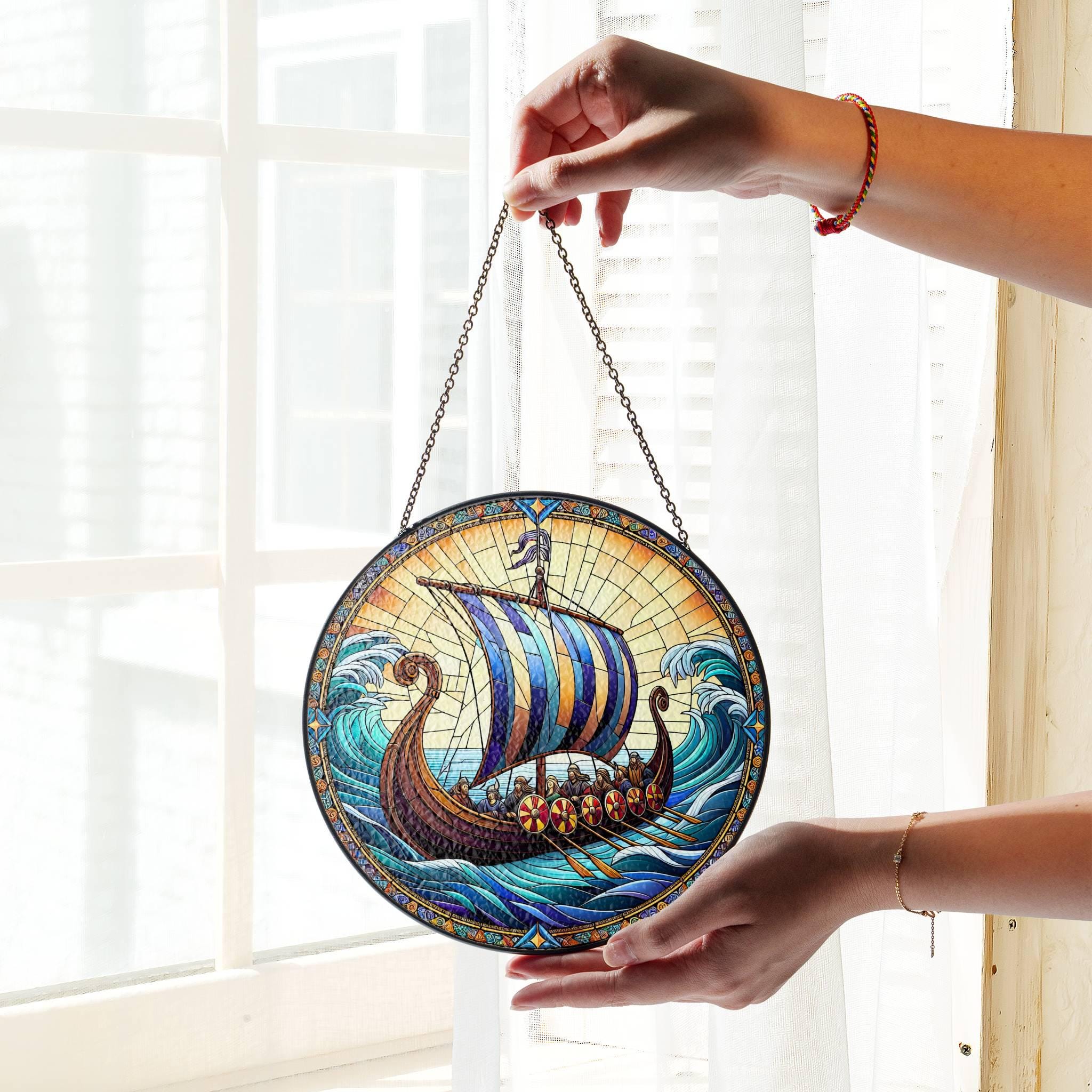 Viking Longship Suncatcher: Stained Glass Window Hanging - Etsy