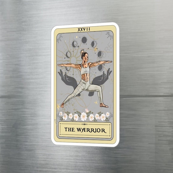 Yoga Stickers, The Warrior Tarot Card Sticker 3" x 4" Vinyl Sticker Waterproof UV Resistant Yoga Sticker
