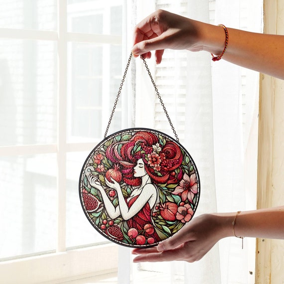 Persephone Suncatcher: Stained Glass Greek Goddess Window Charm