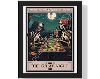 Game Night Tarot Card Framed Print: Game Room Wall Art
