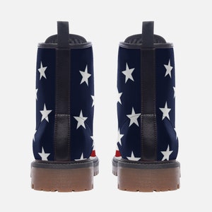 American Flag Boots, USA Flag Boots Combat Boots Vegan Leather Lace Up boots Patriotic Boots 4th Of July Independence Day image 4