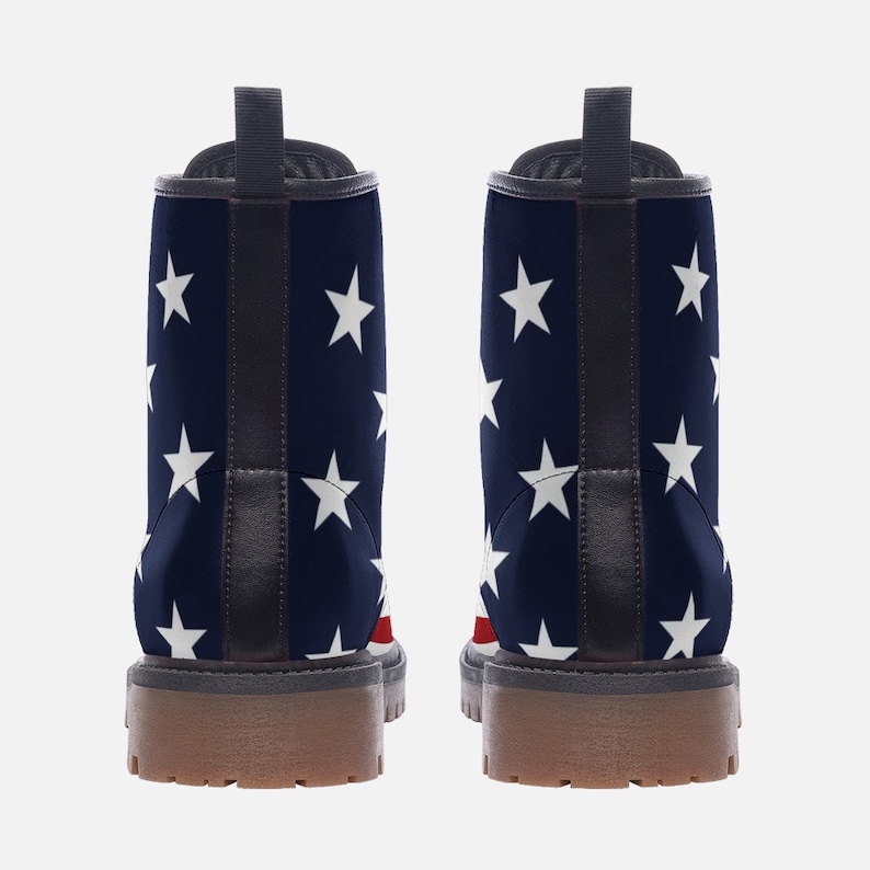 American Flag Boots, USA Flag Boots Combat Boots Vegan Leather Lace Up boots Patriotic Boots 4th Of July Independence Day image 4