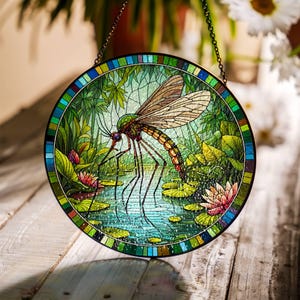 Mosquito Glasmalerei Suncatcher Mücken Lichtfänger Fenster hängen Dekoration Geschenk
