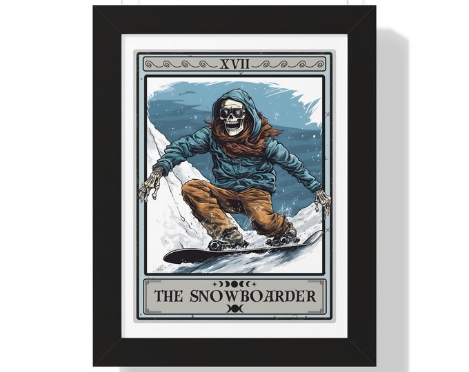 Snowboard Wall Art, The Snowboarder Tarot Card Framed Print Snowboard Art Poster Snowboarding Gift Snowboard Poster
