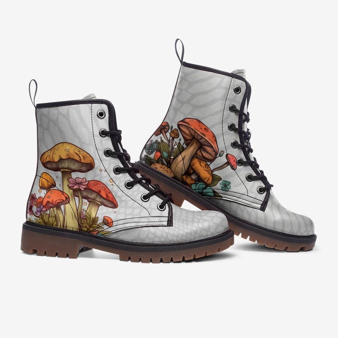 Rave Boots, Mushroom Boots White Mushroom Boots Festival Footwear Vegan