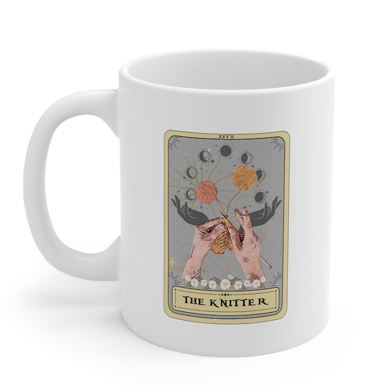 Knitter Mug The Knitter Tarot Card Mug, Knitters Pride Gifts Mug Gift for Knitter Mug Knitter Gift for Knitter, Knitters Gift Mug image 2