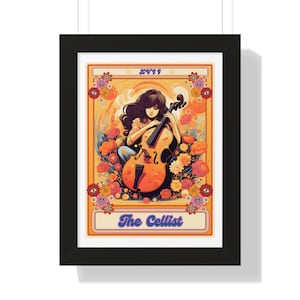 Cello Wall Art, The Cellist Tarot Card Framed Print, Cello Wall Decor Cello Artwork Cello Player Gift For Cellist