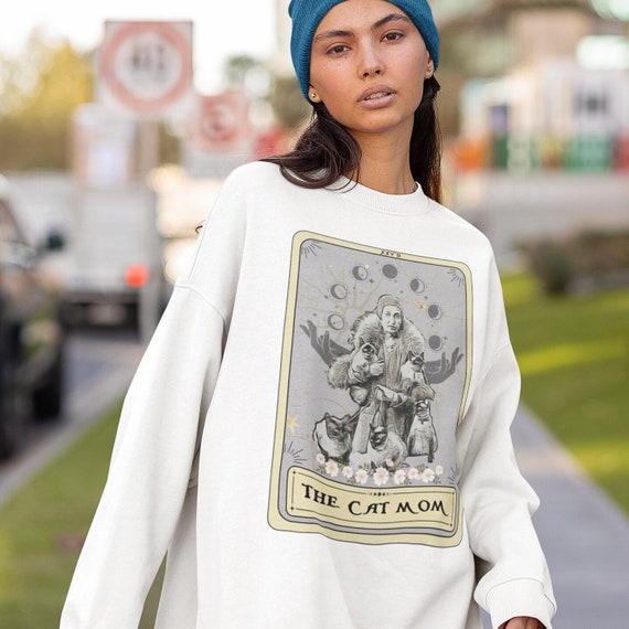Cat Lover Sweatshirt, The Cat Mom Tarot Card Sweatshirt, Cat mom Gifts Cat Sweater For Women Cat Jumper Cat Sweatshirt