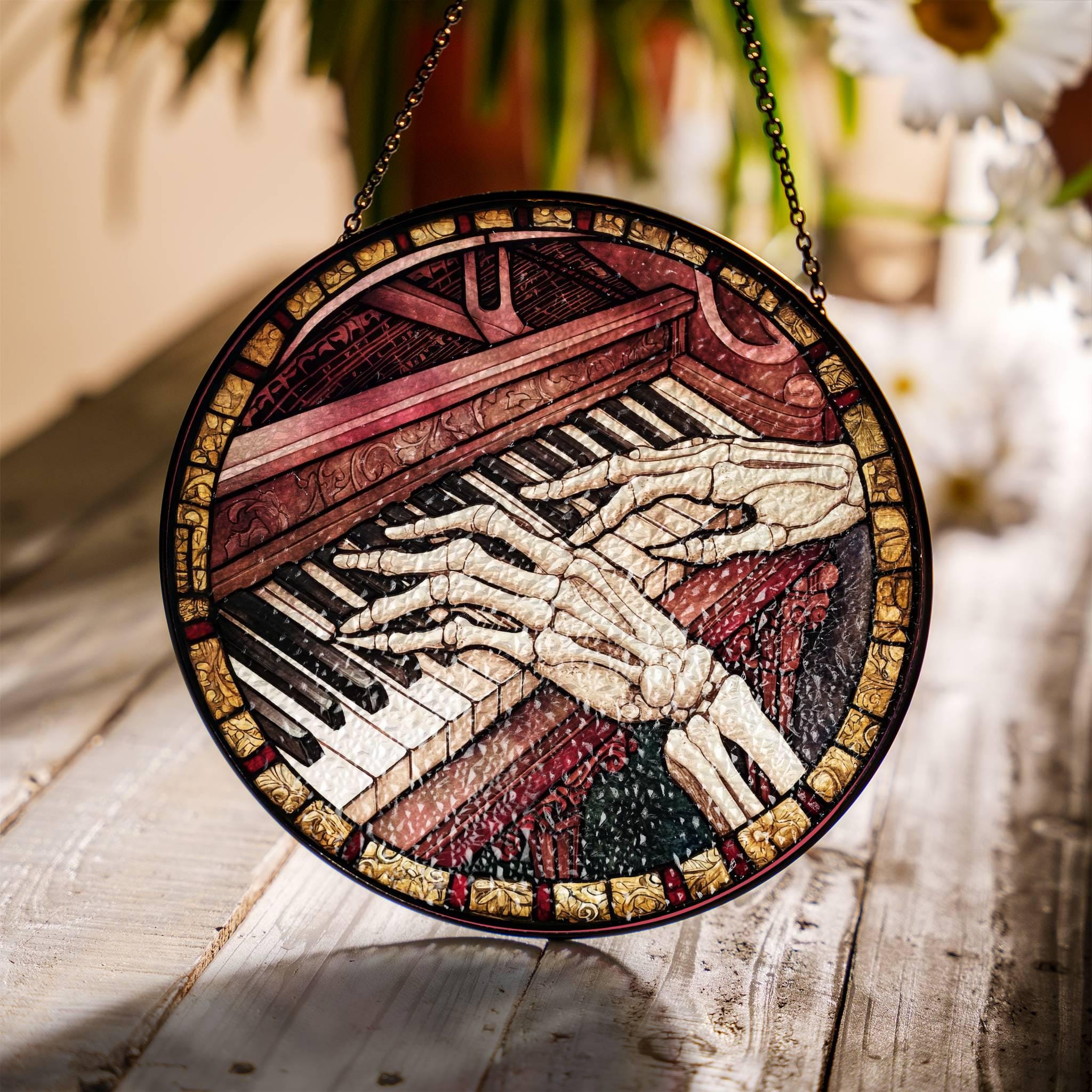 Tufeu Acchiappasole In Vetro Colorato 20x20 Cm – Alba Sul Fiume, Fatto A Mano Con Ventosa Per Finestra