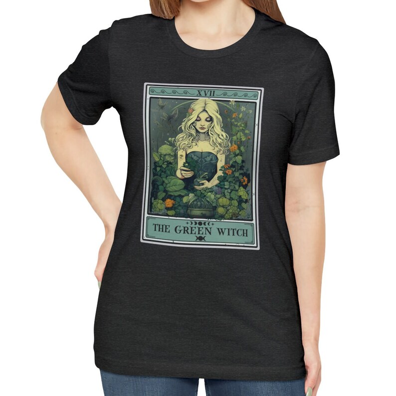 The Green Witch Tarot Card Shirt, Witchy Plant Lover Gifts Tshirt Herbology Tee image 2