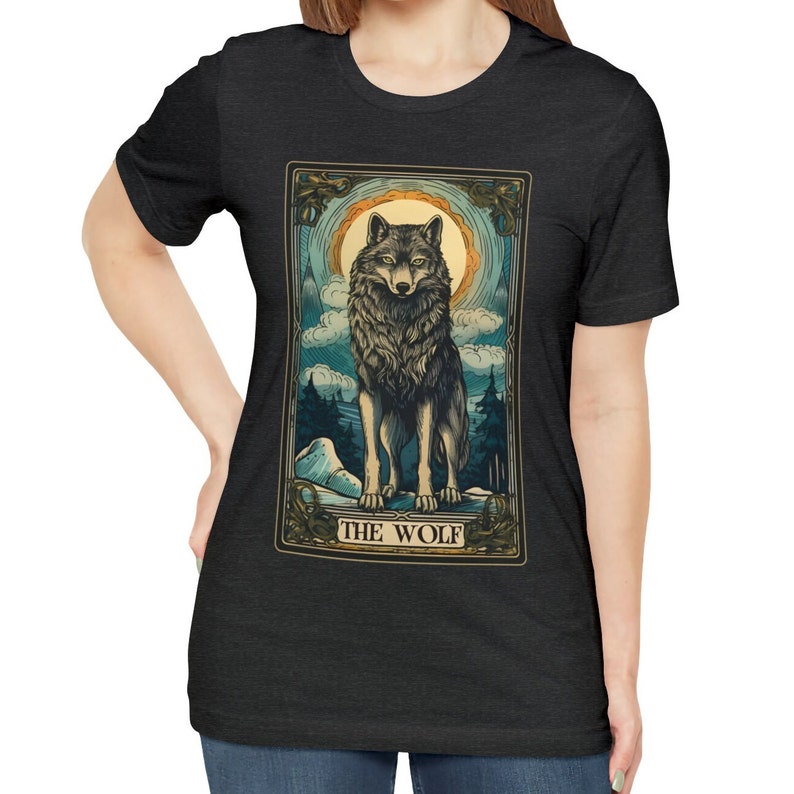 The Wolf Tarot Card Shirt, Wolf Shirt, Wolves Lover Gifts Wolf Gifts Dark Grey Heather