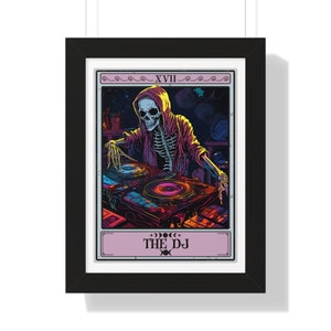 DJ Wandkunst, DJ Tarot Karte gerahmt Druck, DJ Geschenk für DJ Disc Jockey Wanddekor DJ Poster DJ gerahmtes Poster Rave Wandkunst