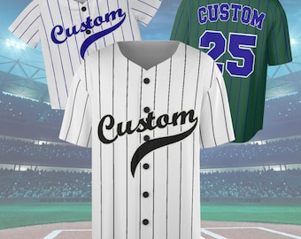 Custom Baseball Jersey, Personalized Name and Number, Adult & Kids Sizes