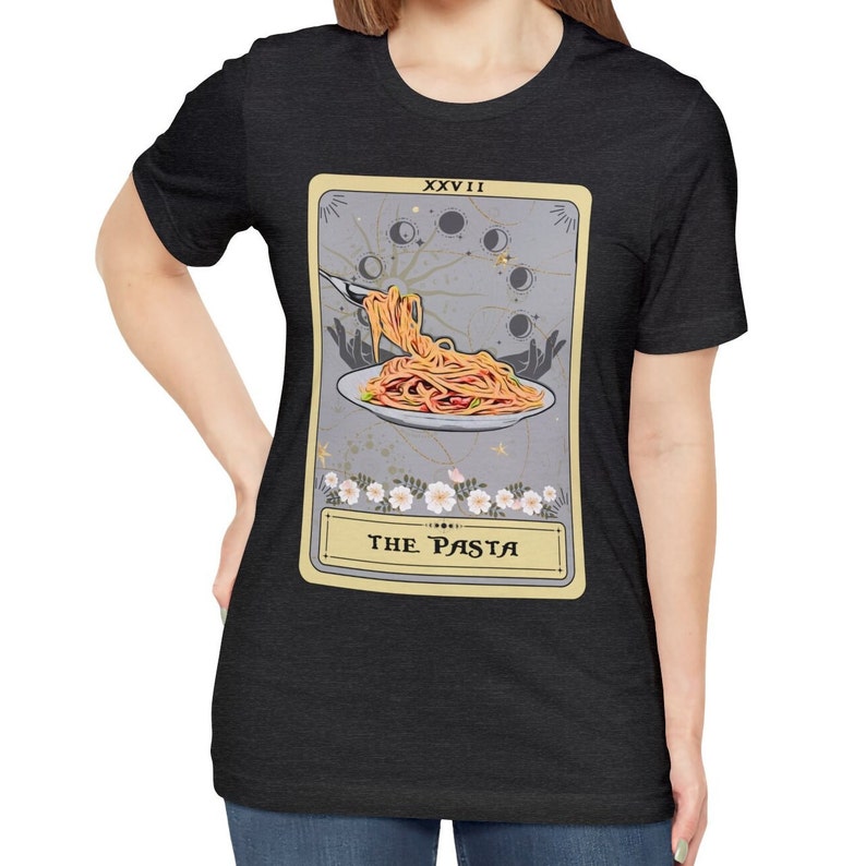 The Pasta Tarot Card Shirt, Pasta Shirt Spaghetti Lover Gifts Pasta Gifts Foodie Shirt Italian Food Lover T-shirt Spaghetti Tee Dark Grey Heather