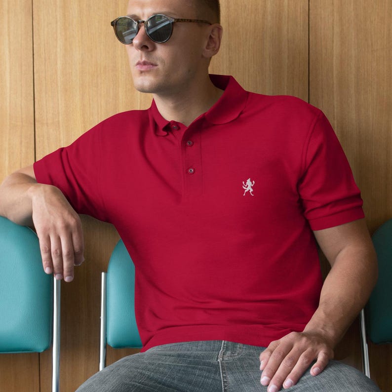 Werewolf Shirt for Men, Werewolf Polo Shirt Embroidered Wolf Logo Men's Premium Polo