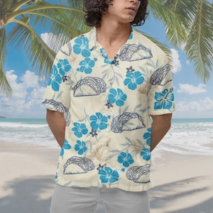 Taco Hawaiian Shirt, Taco Shirt Mexican Food Short-sleeve Hawaiian Shirt Foodie Botton Up