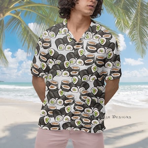Sushi Hawaiian Shirt, Sushi Shirt Short-sleeve Button Down Japanese Food Shirt Sushi Lover