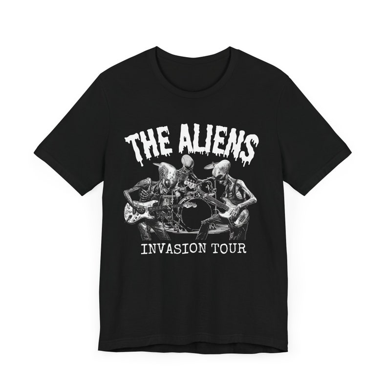 Camisa alienígena, camiseta The Aliens Invasion Tour, camiseta OVNI Camisa críptica Criptozoología Alien Lover Gift Camiseta alienígena imagen 4