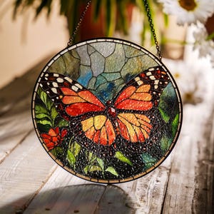 Monarch Butterfly Stained Glass Sun Catcher Butterflies LightCatcher Reader Window Hanging Home Decoration Monarch Butterfly Lover Gift