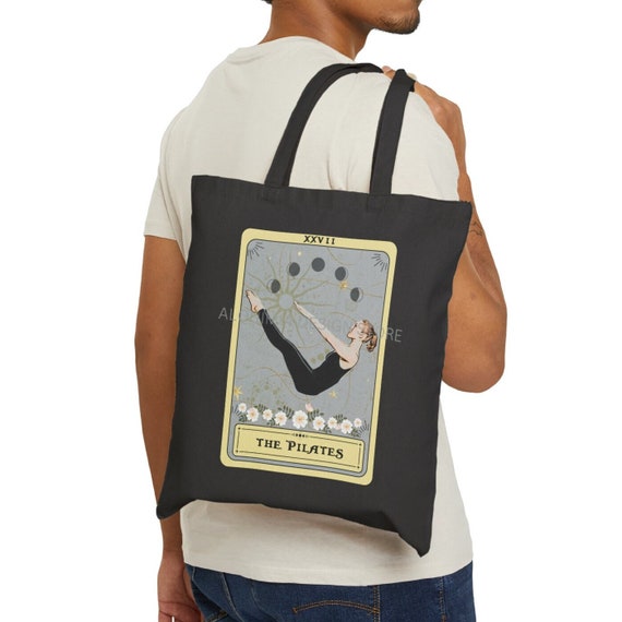 Pilates Tote Bag, The Pilates Tarot Card Tote Bag, Pilates Lover Gifts Pilate Poses Canvas Bag Pilates Totebag 15" x 16"
