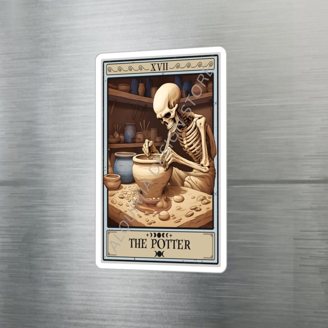 Pottery Stickers, The Potter Tarot Card Sticker 3" x 4" Vinyl Sticker Waterproof UV Resistant Pottery Sticker