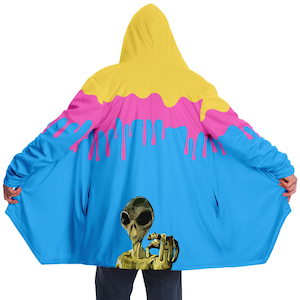 Cloak rave cloak with hood and pockets cloak Alien Cloak festival cloak Alien Drip, warm rave cloak, hooded rave cloak, lounge fleece winter