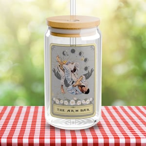 The Arm Bar Tarot Card Tumbler, Jiu Jitsu Tumbler Sipper Glass 16oz BJJ JiuJitsu Gift