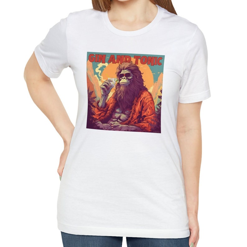 Bigfoot Gin and Tonic Shirt, Bigfoot Cocktail Shirts Gin and Tonic Gifts Sasquatch image 2