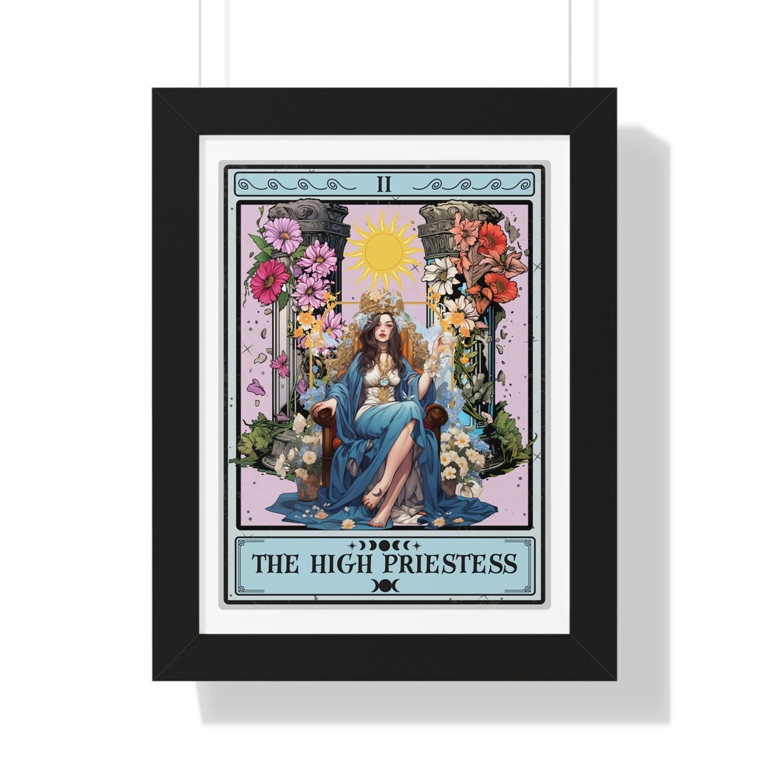 The High Priestess Tarot Card Framed Print, Tarot Decor Framed Tarot