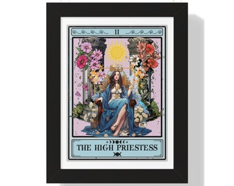 The High Priestess Tarot Card Framed Print, Tarot Decor Framed Tarot Card Art Print Tarot Card Print Poster