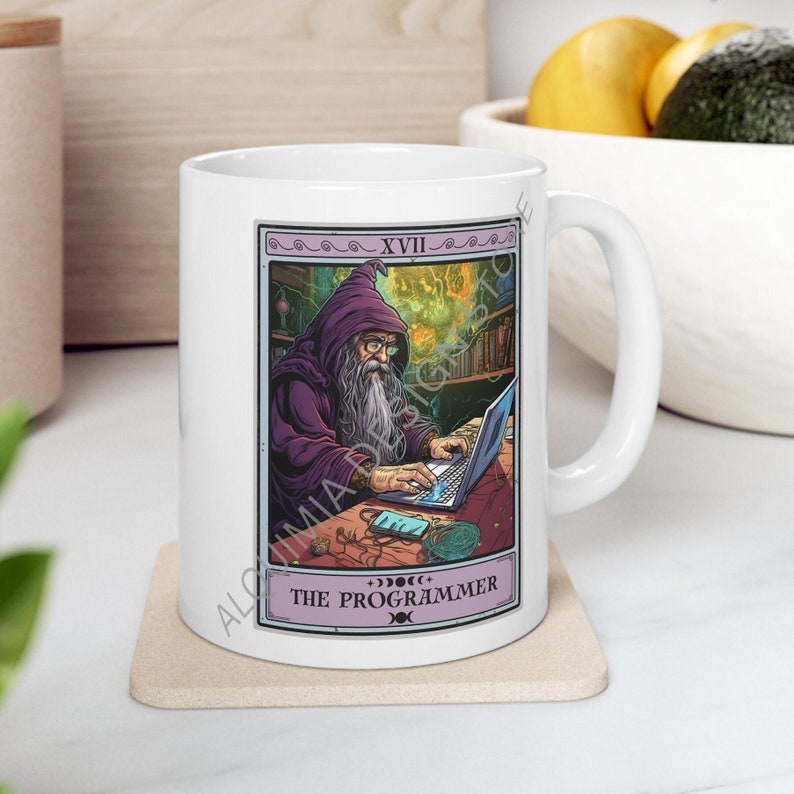 Programmer Mug, The Programmer Tarot Card Mug, Programmer Gift for Coder Gifts, Computer Geek Coder Mug Programmer Coffee Mug image 1