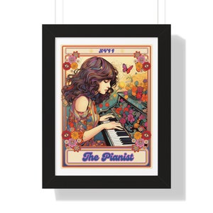 Piano Wall Art, The Pianist Tarot Card Framed Print, Piano Wall Decor Piano Artwork Piano Player Gift For Pianist