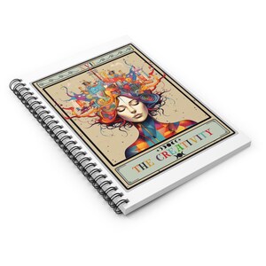 May include: A colorful tarot card with a woman's face and a colorful design on her head. The card is titled "The Creativity" and has a number XVI on it.