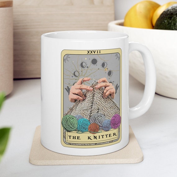Knitter Tarot Card Mug, Knitter Gift Mug, Knitting Lover Coffee Mug Knitter Mug Gifts