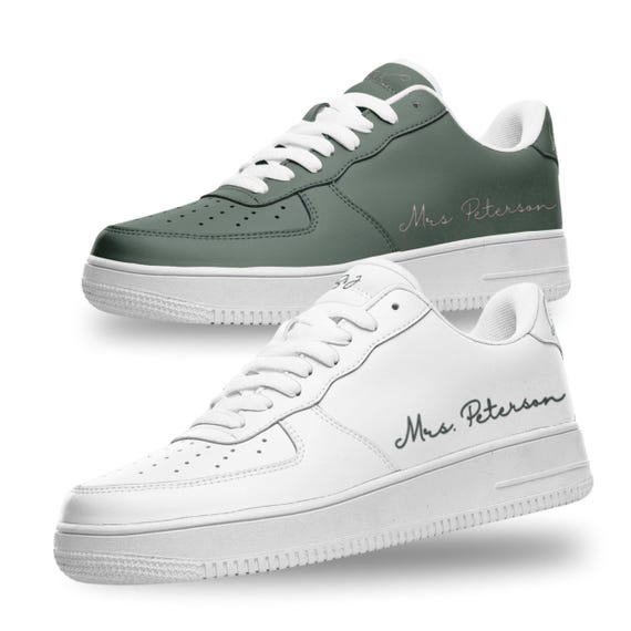 Custom Bride and Groom Matching Sneakers Personalized Sage Green