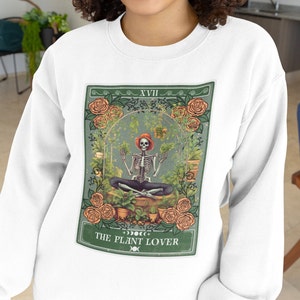 Pflanzen Liebhaber Tarot Karte Sweatshirt, Pflanzen Liebhaber Geschenk für Plant Lady Sweatshirt Grüne Hexe Witchy Sachen Verrückte Pflanzen Lady Pflanze Mutter Gartenarbeit
