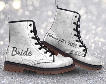 Personalized Wedding Boots: Custom Bridal Vegan Leather Combat Boots