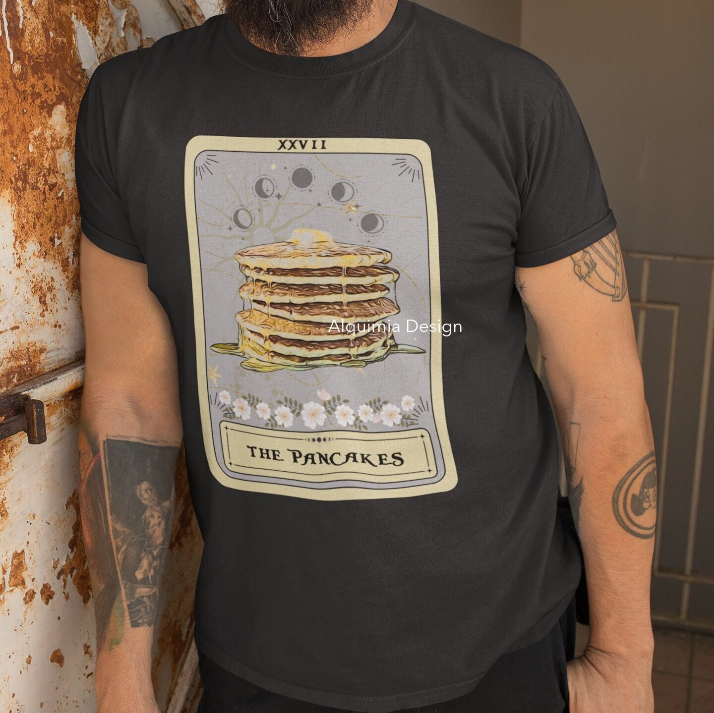 Pannenkoek shirt, het pannenkoeken tarot kaart shirt, pannenkoeken minnaar T-shirt ontbijt shirt