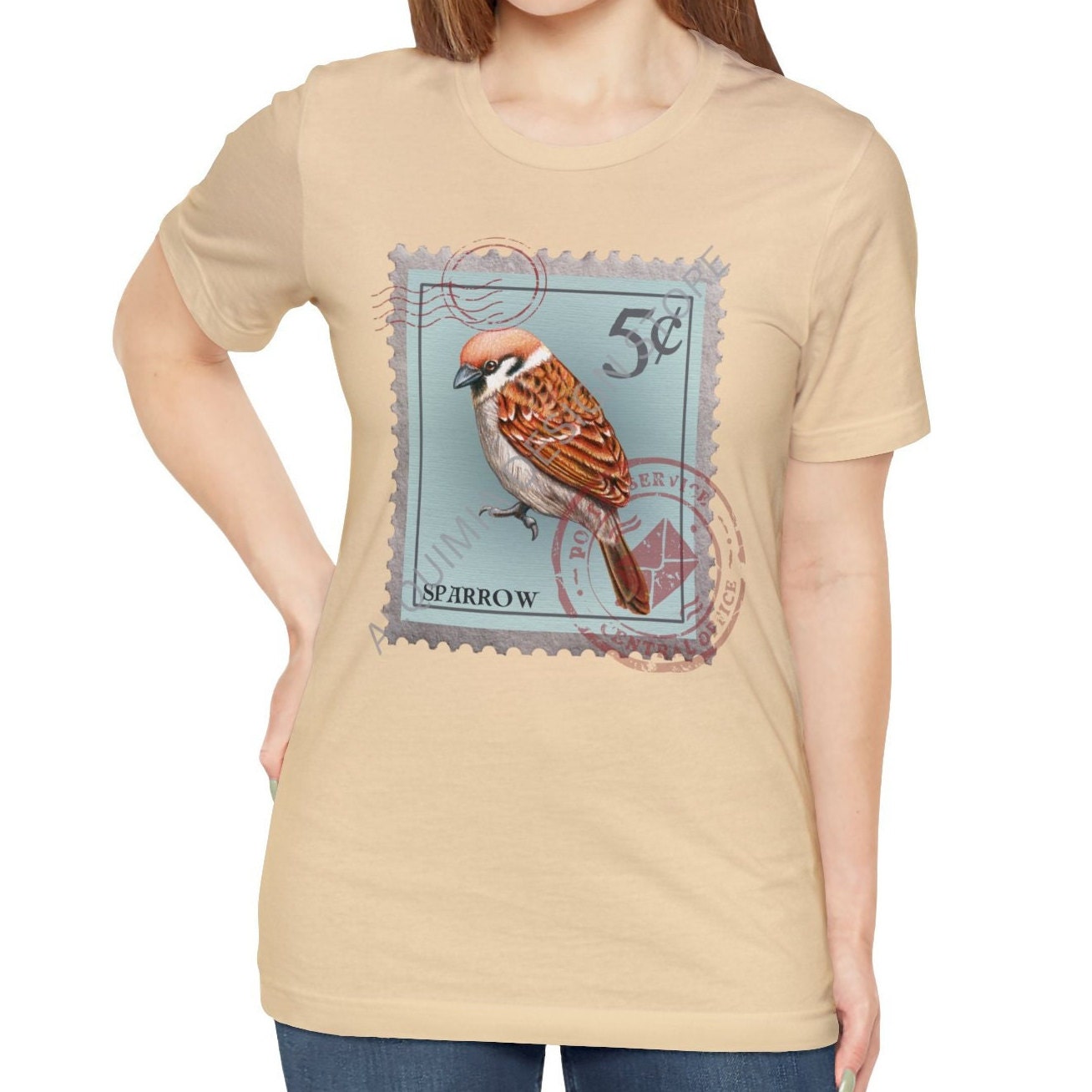 Sparrow Shirt, Sparrow Bird T-shirt, Sparrow Post Stamp Shirt