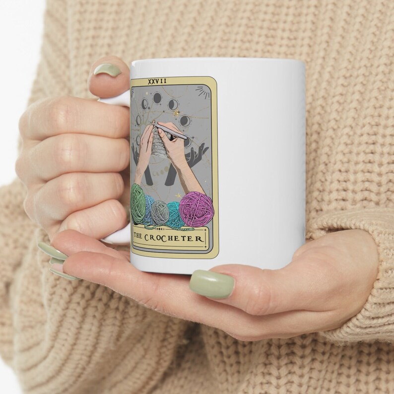 Crocheter Gift, The Crocheter Tarot Card Mug Gift For Crocheting Crochet Lover Gifts Crochet Tarot Mug image 4