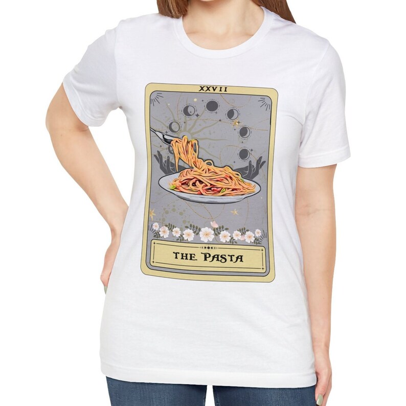 The Pasta Tarot Card Shirt, Pasta Shirt Spaghetti Lover Gifts Pasta Gifts Foodie Shirt Italian Food Lover T-shirt Spaghetti Tee White