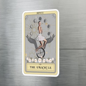 Tarotkaartsticker eenwieler, circusvinylsticker waterdichte uv-bestendige laptopsticker eenwieler