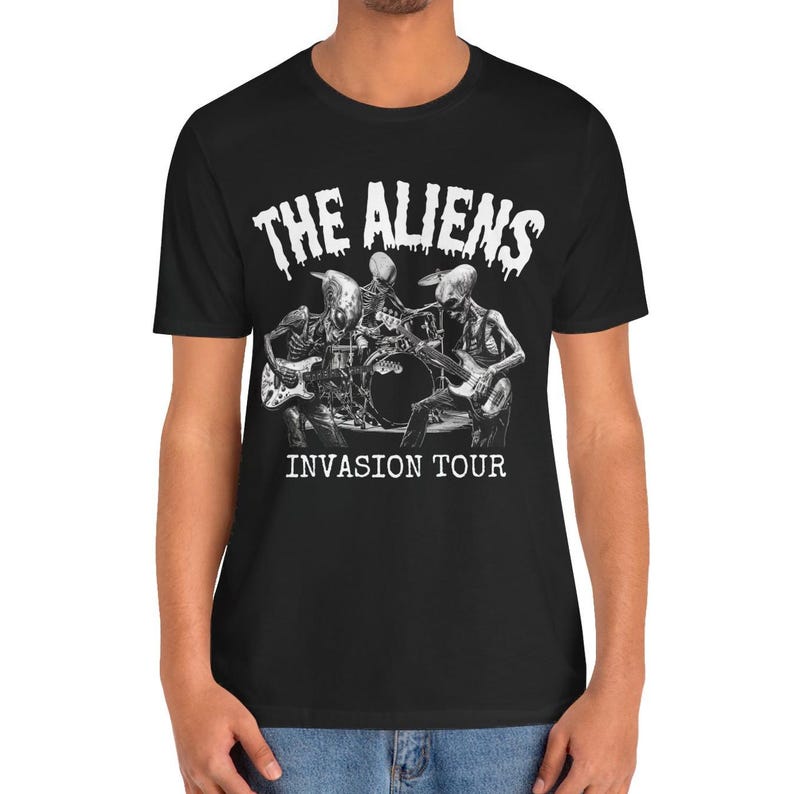 Camisa alienígena, camiseta The Aliens Invasion Tour, camiseta OVNI Camisa críptica Criptozoología Alien Lover Gift Camiseta alienígena imagen 6