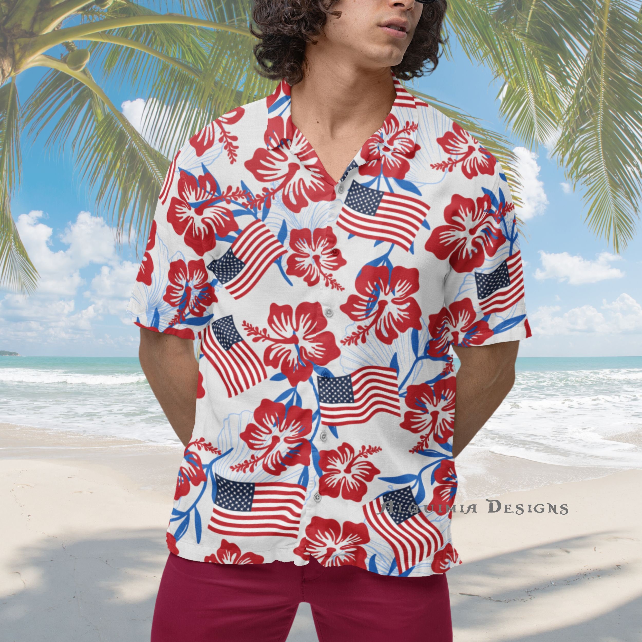 Funky Hawaiiaans Overhemd, Hawaii-Overhemd, Korte Mouw, Cherryparrot, Rood, 4XL Funky Hawaiiaans Overhemd, Hawaii-Overhemd, Korte Mouw, Cherryparrot, Rood, 4XL