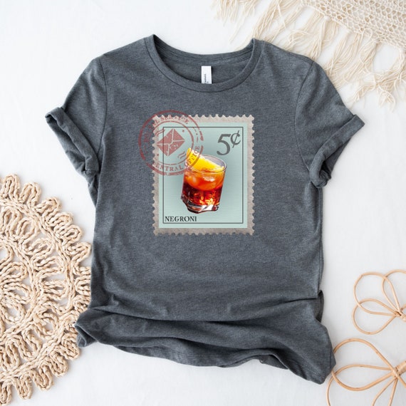 Negroni Shirt, Cocktail Shirts, Postage Stamp Negroni Tshirt, Negroni Drinker Bachelorette Party Shirts Negroni Lovers Gifts Negroni t Shirt