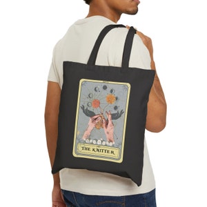 Knitting Tote Bag, The Knitter Tarot Card Tote Bag, Knitter Canvas Tote Bag Knitter Shopping Bag for Knitting Lover image 4