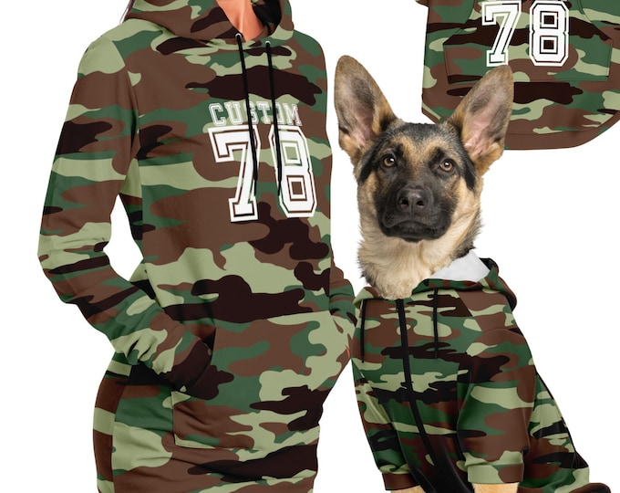 Dog Owner Matching Hoodie High Quality Personalized Woman Dog Owner Matching Set Sweatshirt Camouflage Custom Name Dog Owner Matching Outfit
